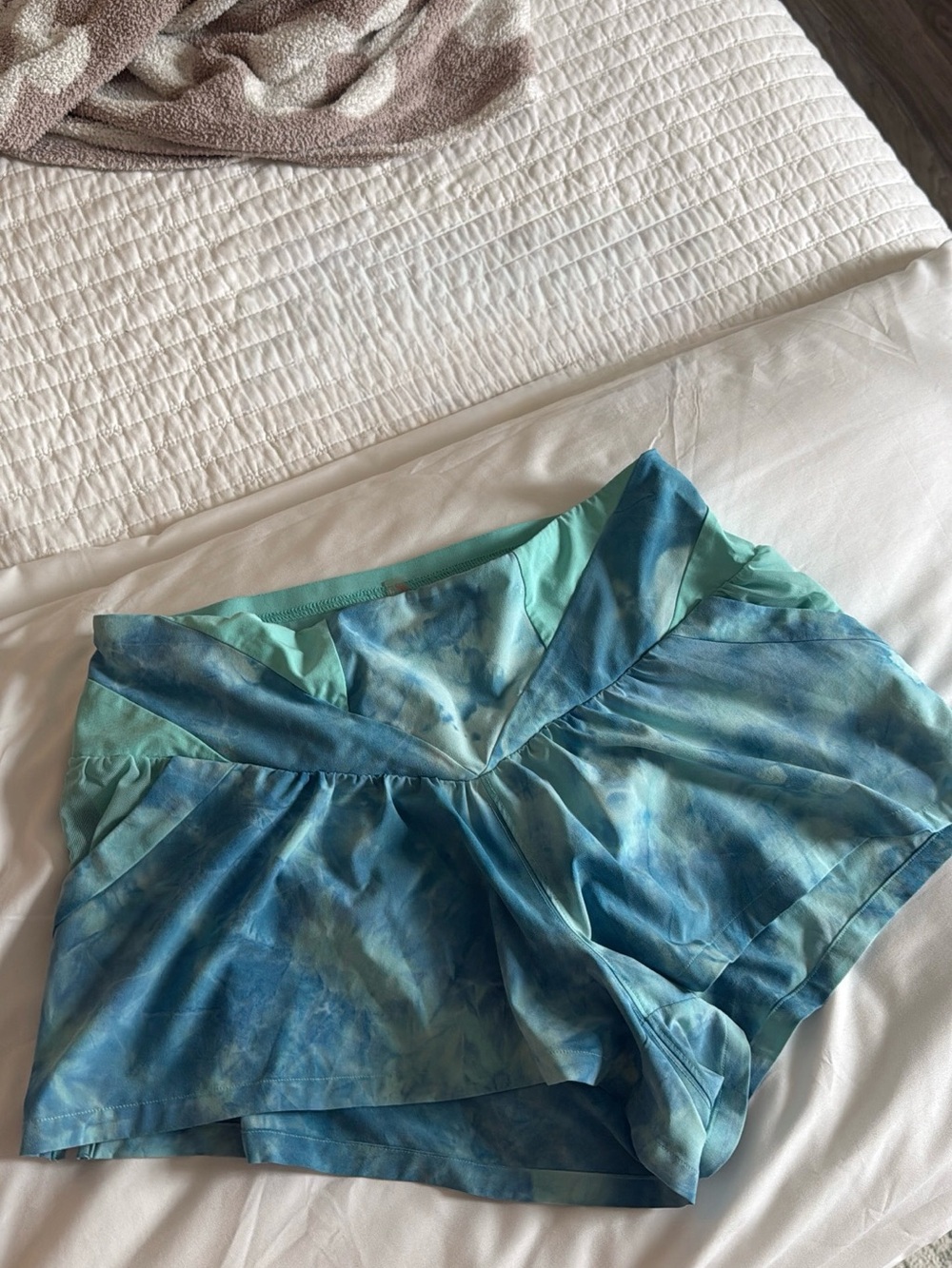 FP Movement by Free People Blue Green Tie-Dye Athletic Shorts